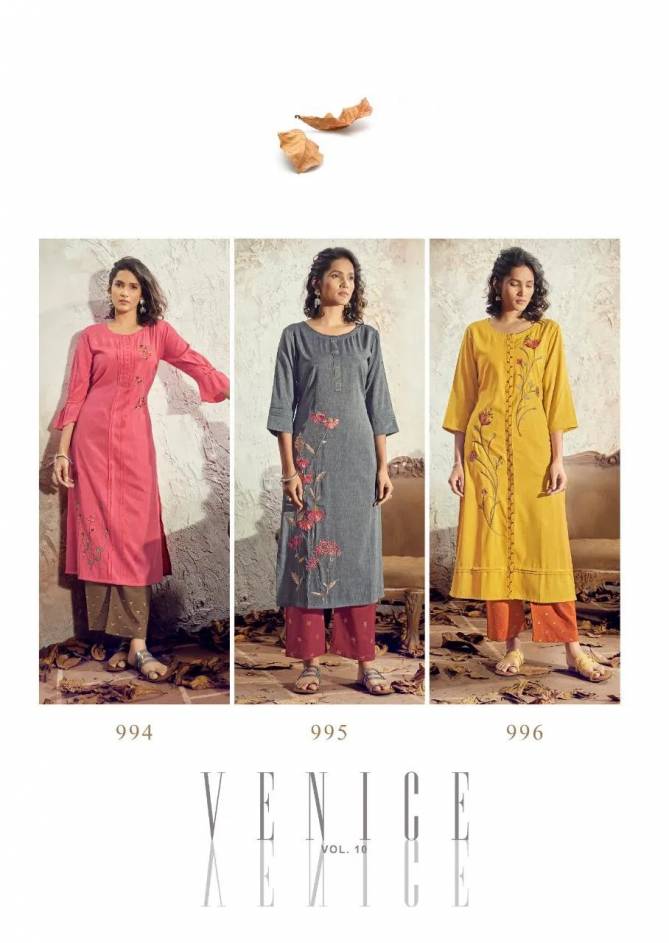 Vink Venice 10 Latest Festive Wear Pure Staple Viscose Handloom Kurtis With Bottom Collection
